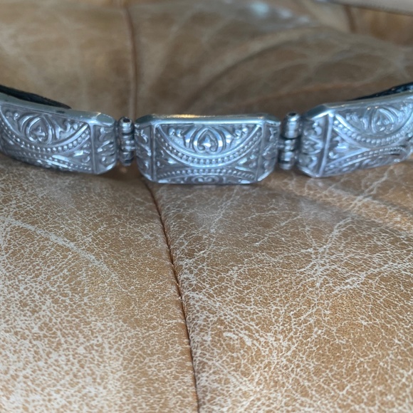 Brighton Black Leather BELT Silver Insets M/L-32 - Picture 3 of 8